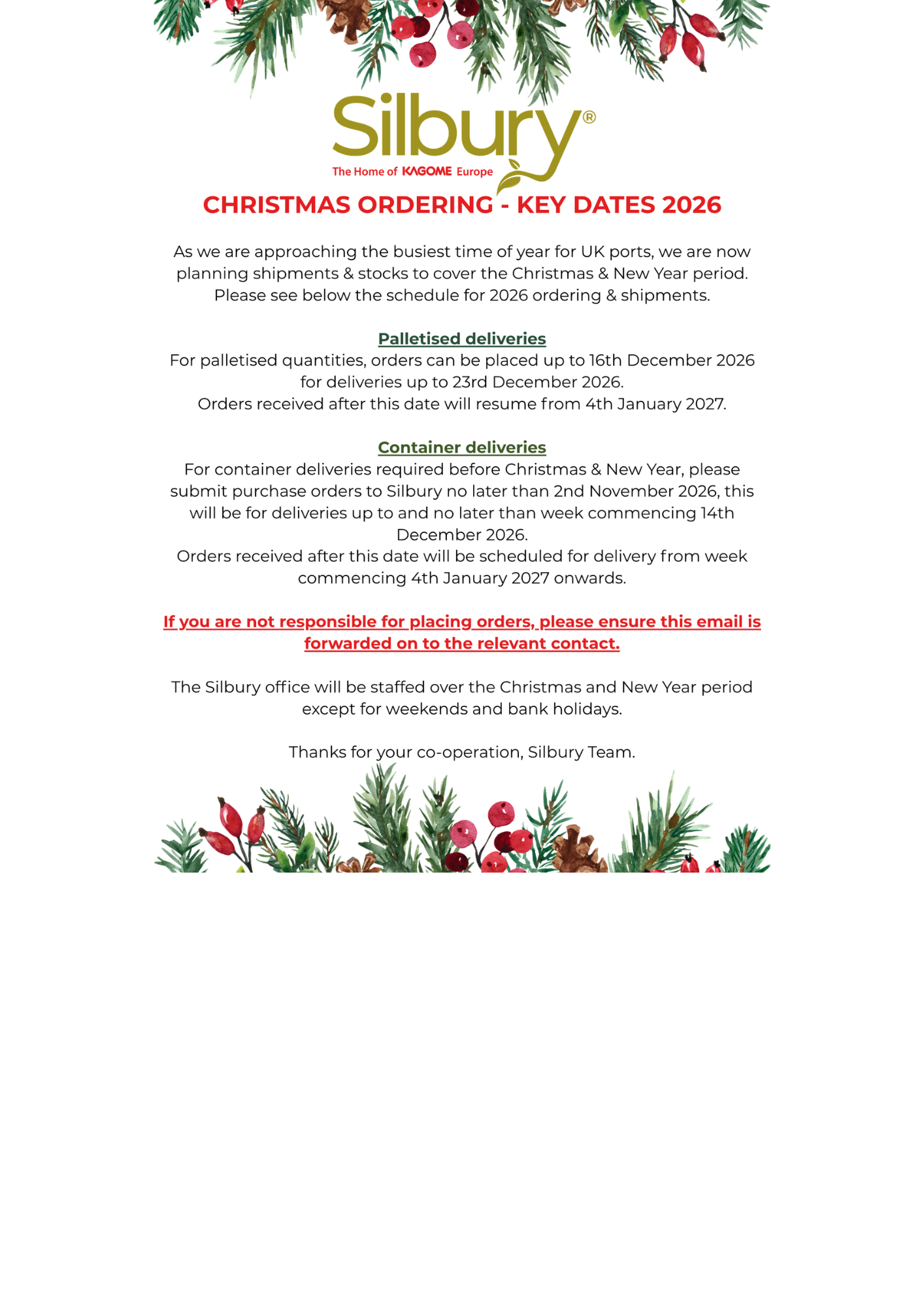 Xmas ordering dates 2