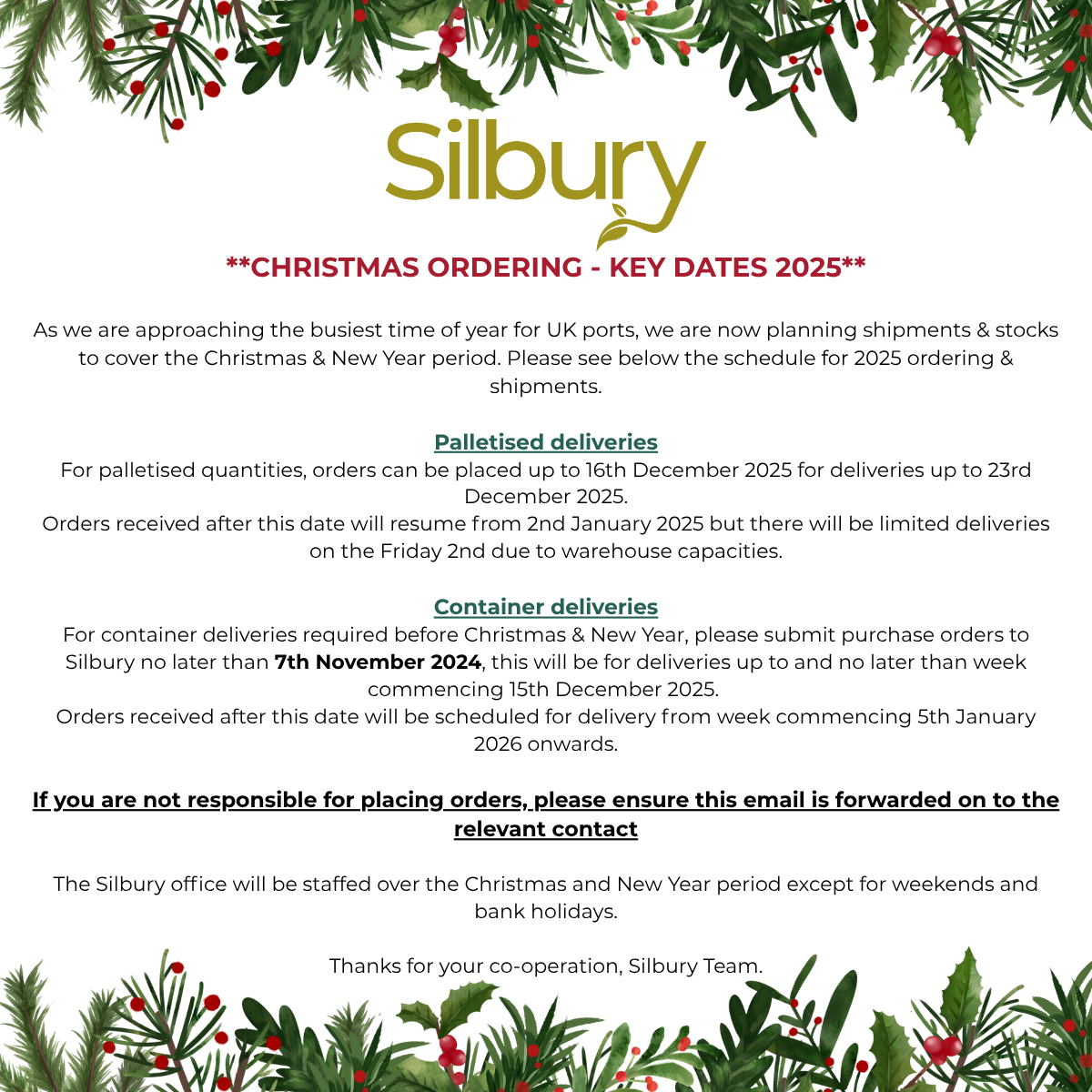 Xmas ordering text